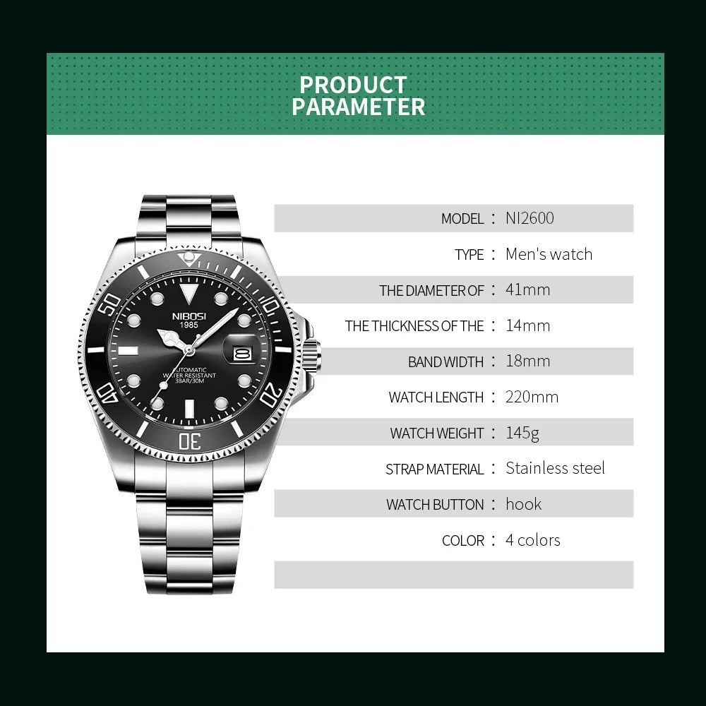 Stainless & Waterproof Watch 2600 Nibosi