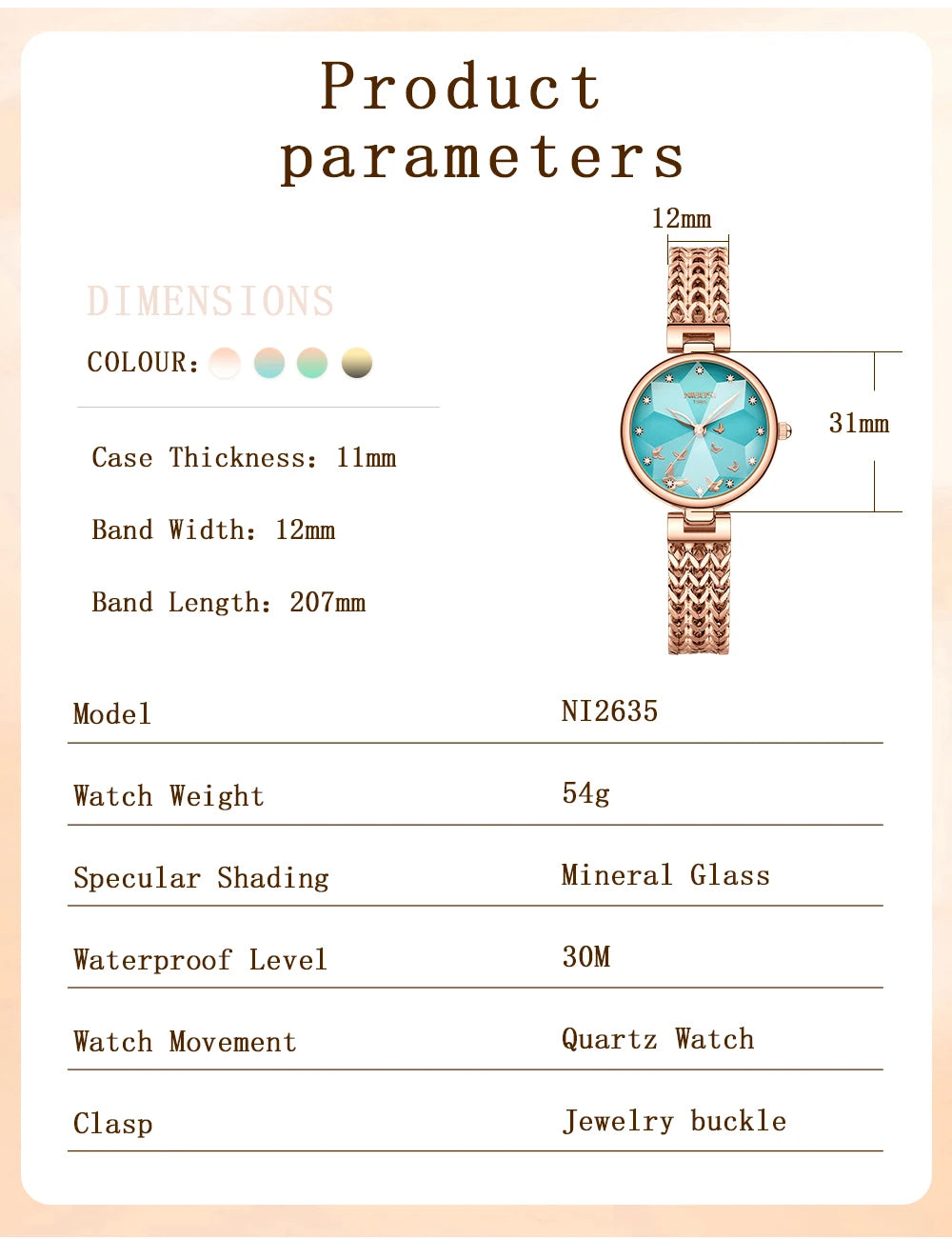 Gleam Dial Ladies Watch 2635