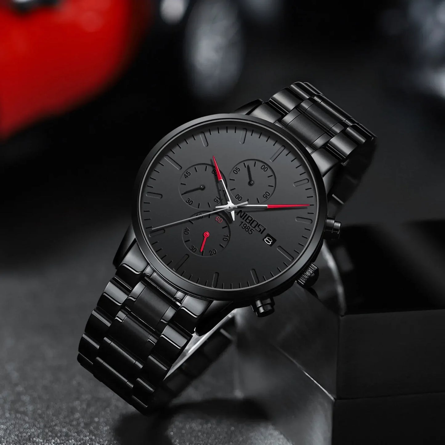 NIBOSI 2588 — All Black Chronograph Quartz Watch