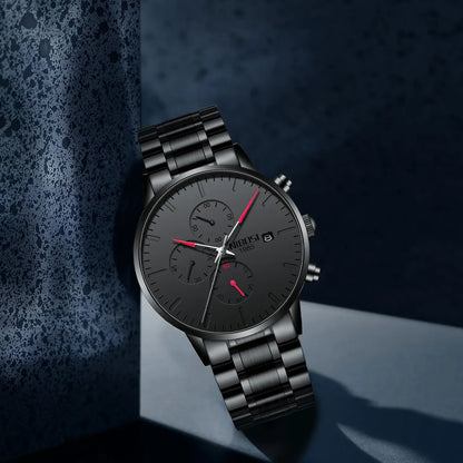 NIBOSI 2588 — All Black Chronograph Quartz Watch