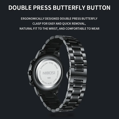 NIBOSI 2588 — All Black Chronograph Quartz Watch
