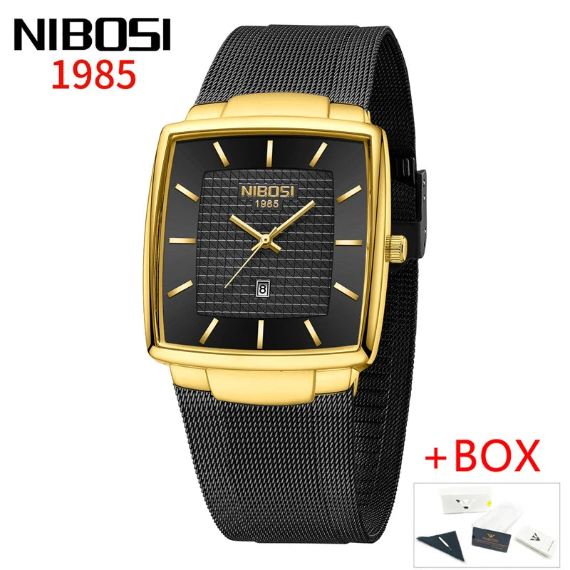 NIBOSI 2613 Modern Square Mesh Watch
