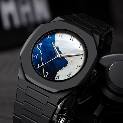 2707 Abstract Dial Black Watch