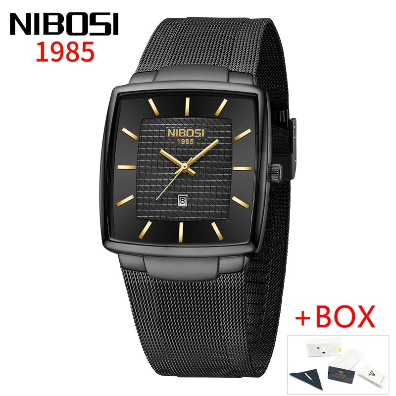 NIBOSI 2613 Modern Square Mesh Watch