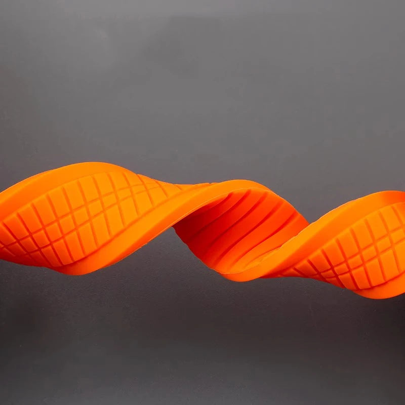 Orange wavy object on a gray background