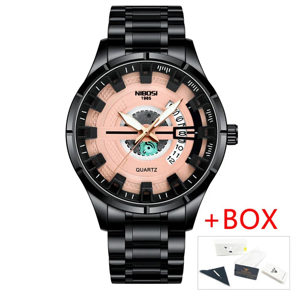 NIBOSI 2383 Industrial Skeleton Quartz Watch