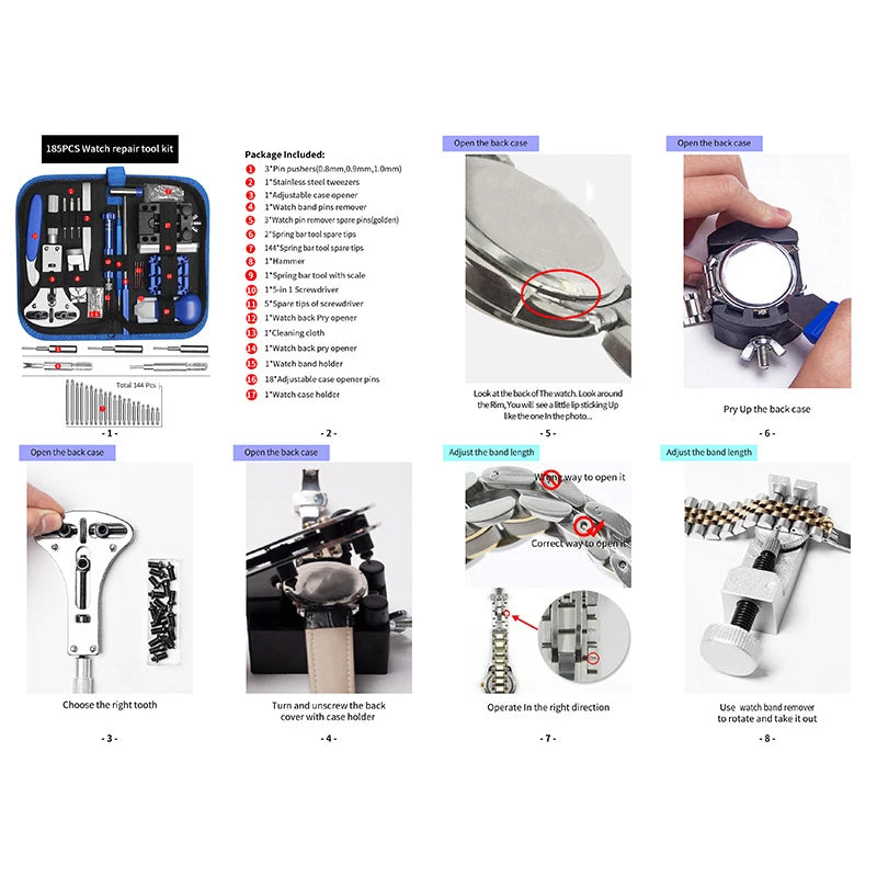 NIBOSI Professional Watch Repair Tool Kit – 185 Pieces