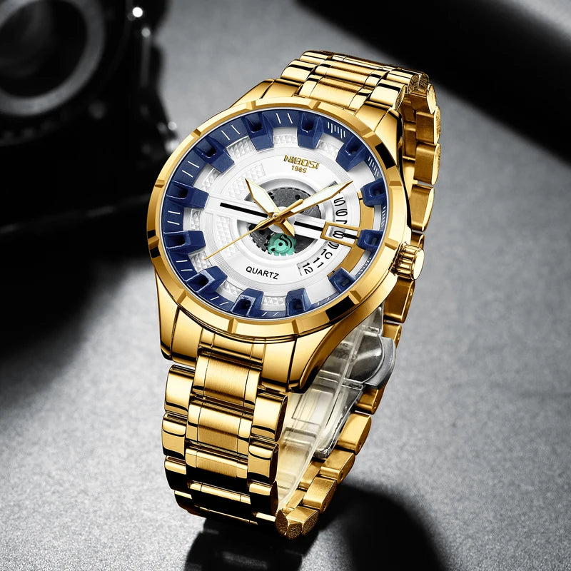 NIBOSI 2383 Industrial Skeleton Quartz Watch