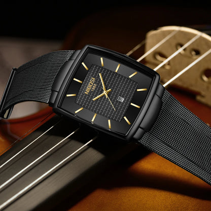 NIBOSI 2613 Modern Square Mesh Watch