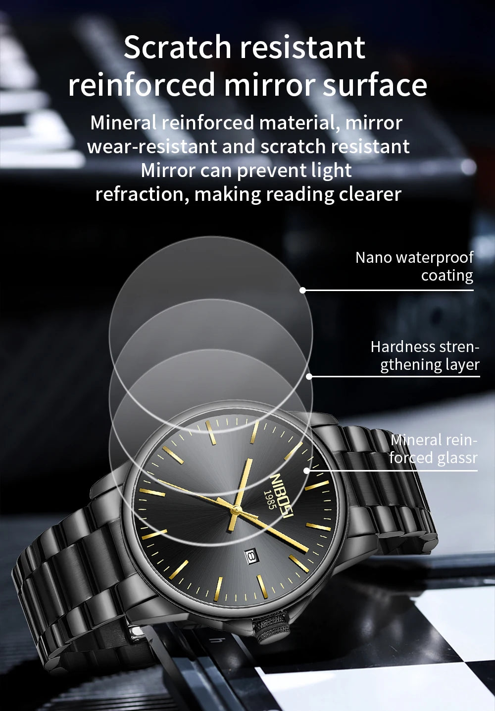 NIBOSI 2691 Miyota Precision Minimalist Watch