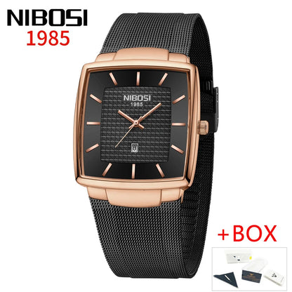NIBOSI 2613 Modern Square Mesh Watch