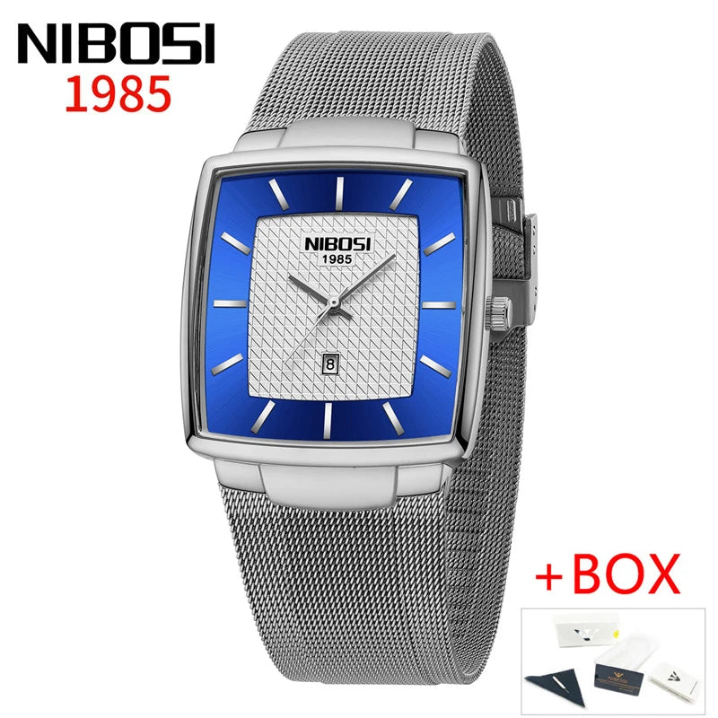 NIBOSI 2613 Modern Square Mesh Watch