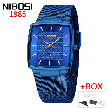 NIBOSI 2613 Modern Square Mesh Watch