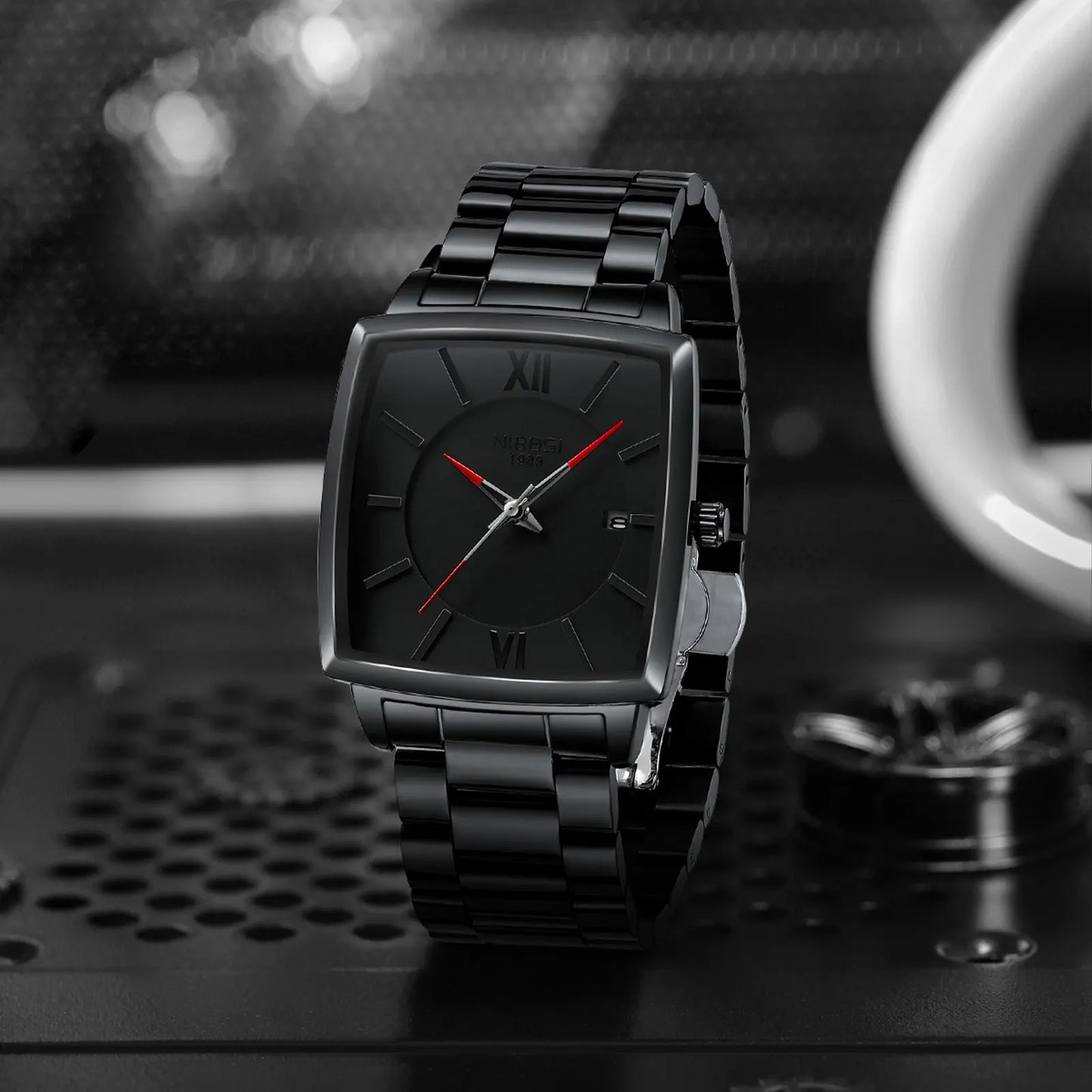 2601 Black Square Chronograph Men's Watch