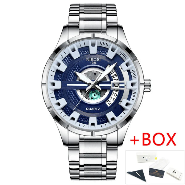NIBOSI 2383 Industrial Skeleton Quartz Watch