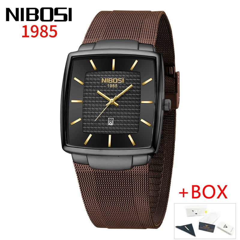 NIBOSI 2613 Modern Square Mesh Watch