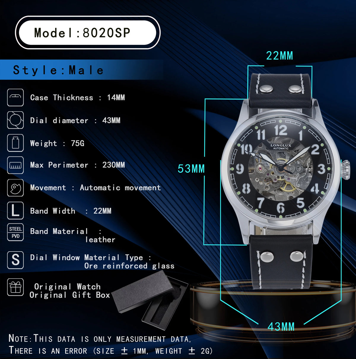 LONGLUX 8020SP Aviator Open Heart Automatic
