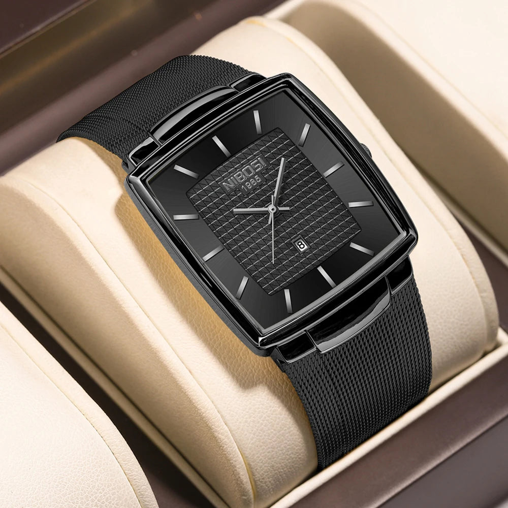 NIBOSI 2613 Modern Square Mesh Watch