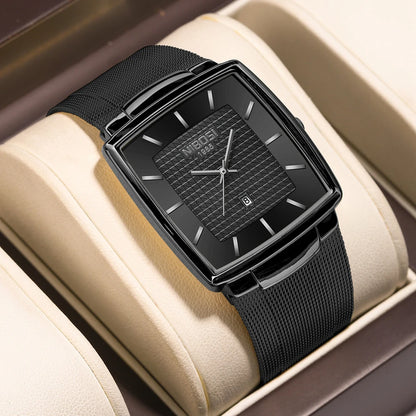 NIBOSI 2613 Modern Square Mesh Watch