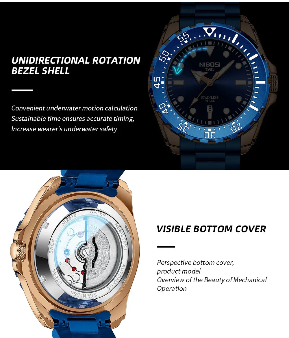 NIBOSI 2612 Royal Link Day-Date Watch