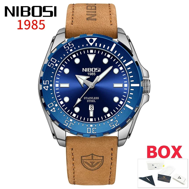 NIBOSI 2612 Royal Link Day-Date Watch