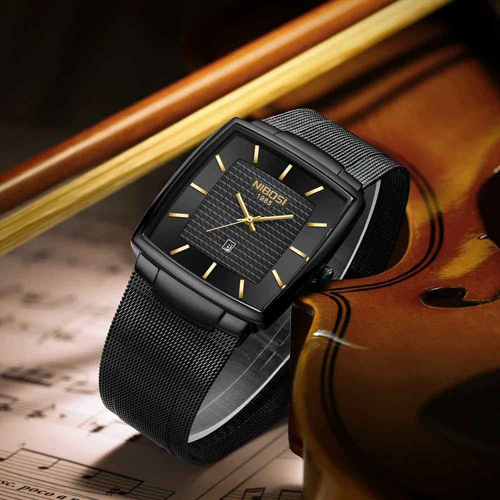NIBOSI 2613 Modern Square Mesh Watch