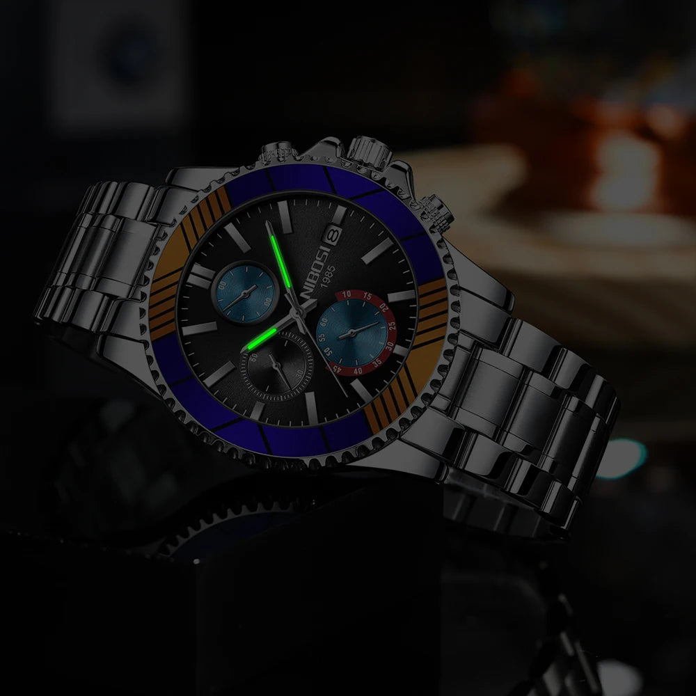 Luxury watch with a detailed face and metal band on a blurred background