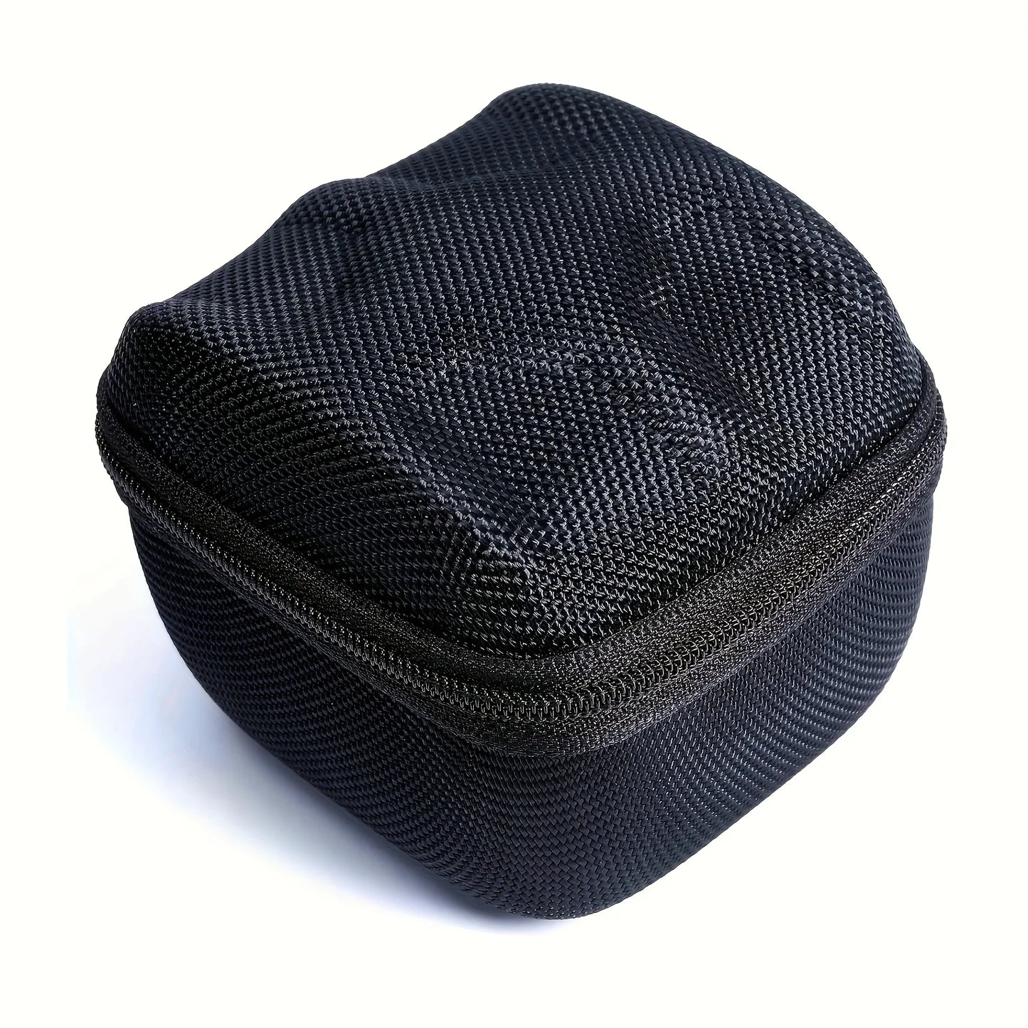 Black mesh pouch on a white background