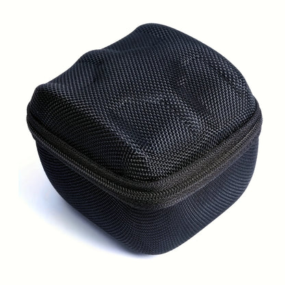 Black mesh pouch on a white background