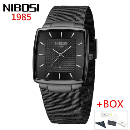 NIBOSI 2613 Modern Square Mesh Watch