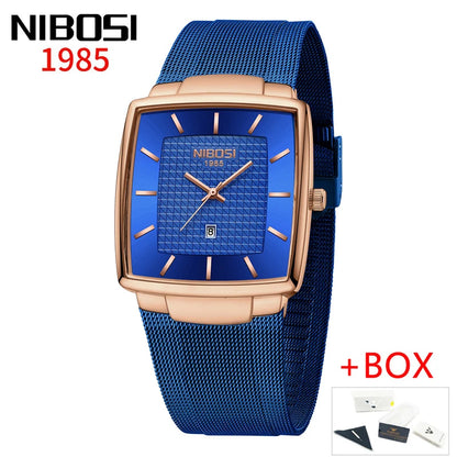 NIBOSI 2613 Modern Square Mesh Watch