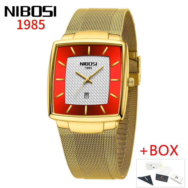NIBOSI 2613 Modern Square Mesh Watch