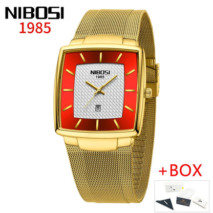 NIBOSI 2613 Modern Square Mesh Watch