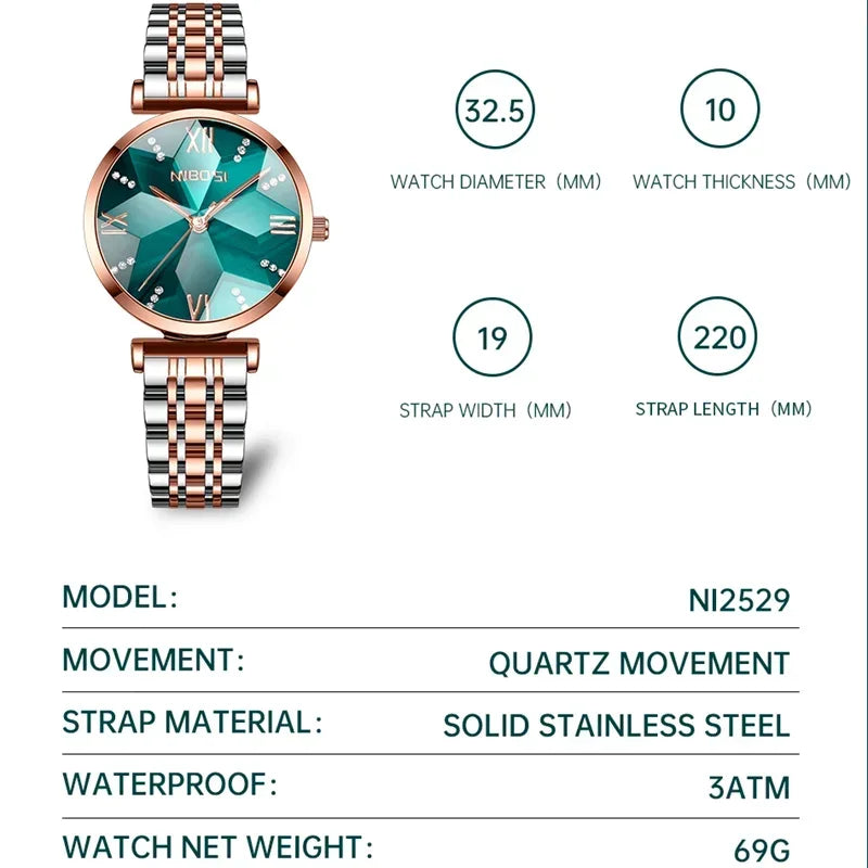 Diamond Mirror & Women's Watch 2529 Nibosi