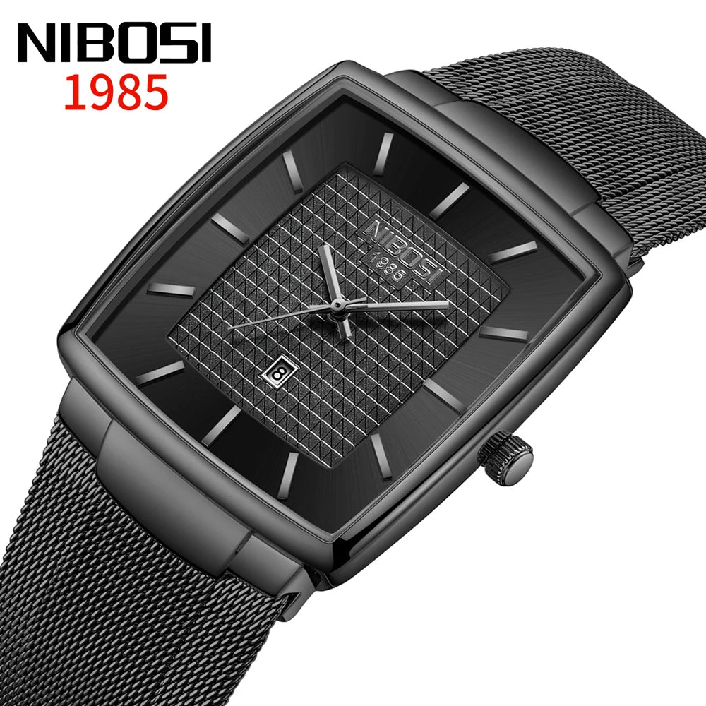 NIBOSI 2613 Modern Square Mesh Watch