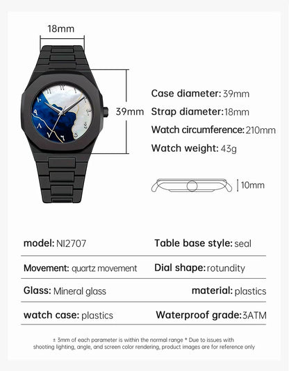 2707 Abstract Dial Black Watch